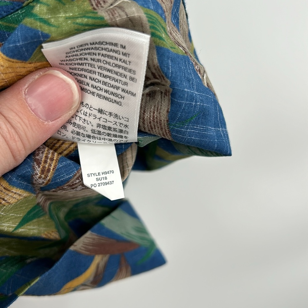 J. Crew‎ Mens Short Sleeve Camp Collar Shirt Size Large Palm Print Beach Resort - Picture 7 of 9
